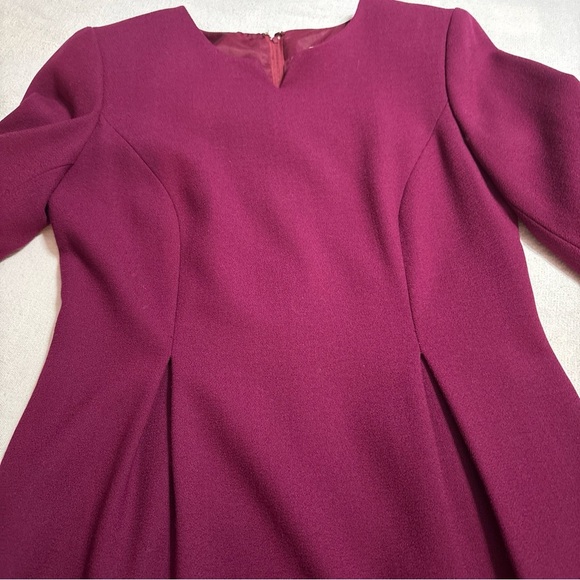 Vintage Maggy London Wool‎ A-Line Dress Purple Long Sleeve Sz6P Fully Lined - Picture 8 of 12